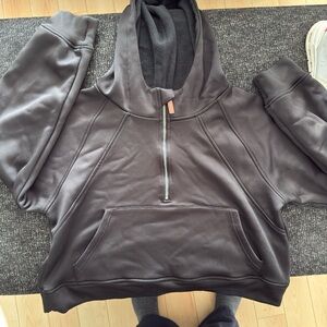 Black Half-Zip Cropped Hoodie